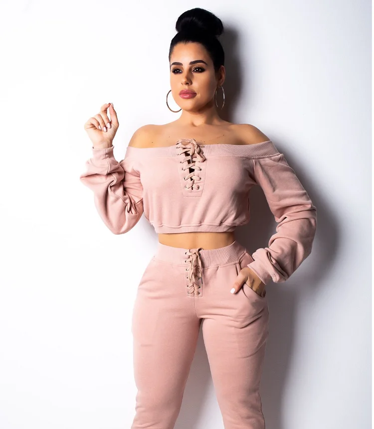 

2021 new arrivals trendy long sleeve crop top with pants two piece sets women clothing Hot sale products
