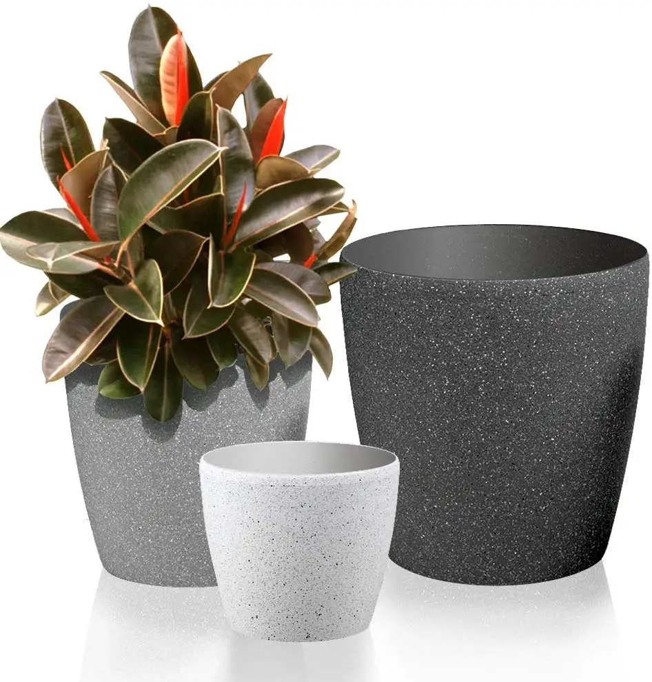 

Wholesale white grey black set outdoor large plastic flower pots with filter