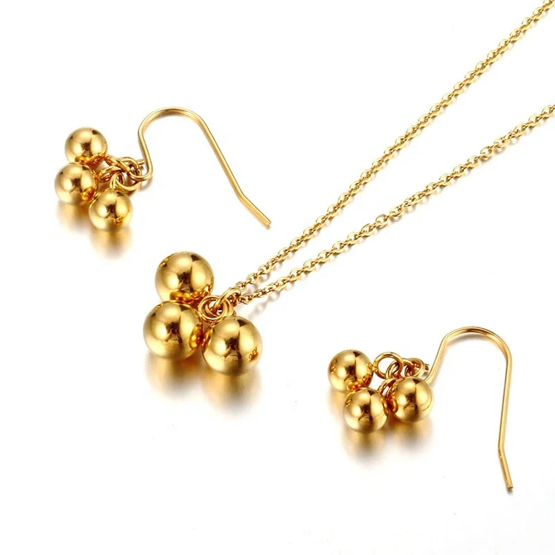 

Accsesories Women Jewelry Stainless Steel Jewelry Gold Ball Necklace Beaded Charm Necklace Necklace With Earrings Women, Gold/silver/rose gold/black