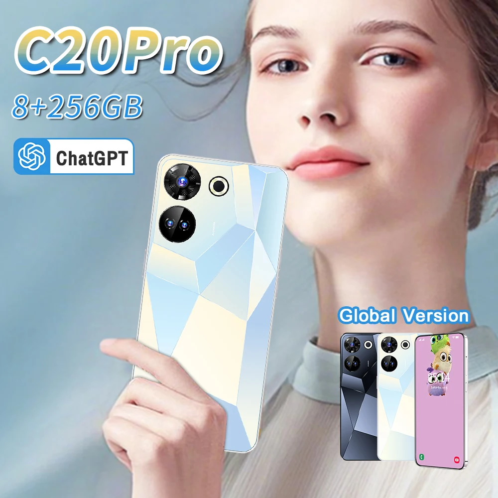 

Cheap New mobile 4G C20pro 8+256GB 2mp+13mp Cell Phone Global Edition Smart Unlocked Phone Gaming Phone