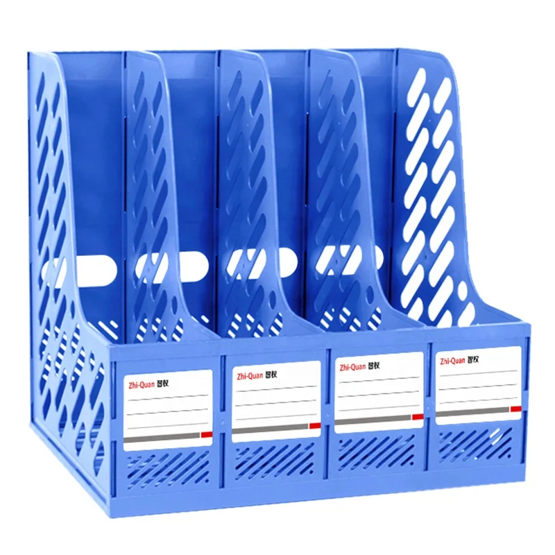 Office Stationery 4 Compartment Magazine Organizers File Holder Stand Desk Organizer Office Paper Tray Magazine Holder