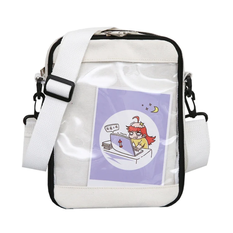 

White Small Canvas Multifunction Outdoor Sport One Shoulder Sling Women Sport Messenger Bag, Black / white / pink / green / blue /yellow