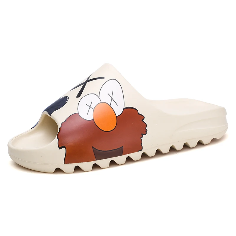 

2021 New trend fashion solid color anti slip women graffiti summer slide slipper soft eva beach slides