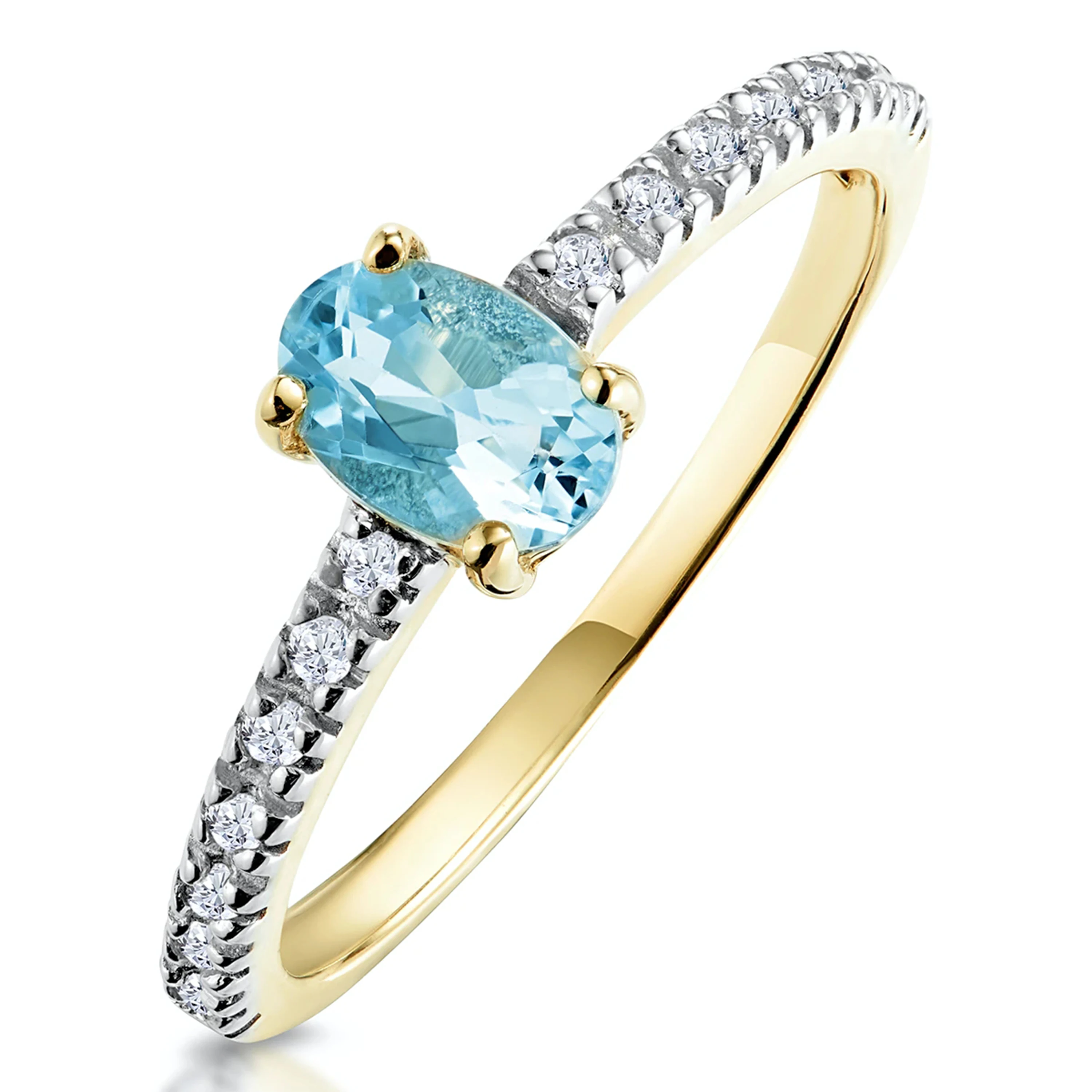

Shining Pave Tiny CZ Custom Jewelry Aquamarine 9K Yellow Gold Plated Ring Sterling Silver Jewelry Rings