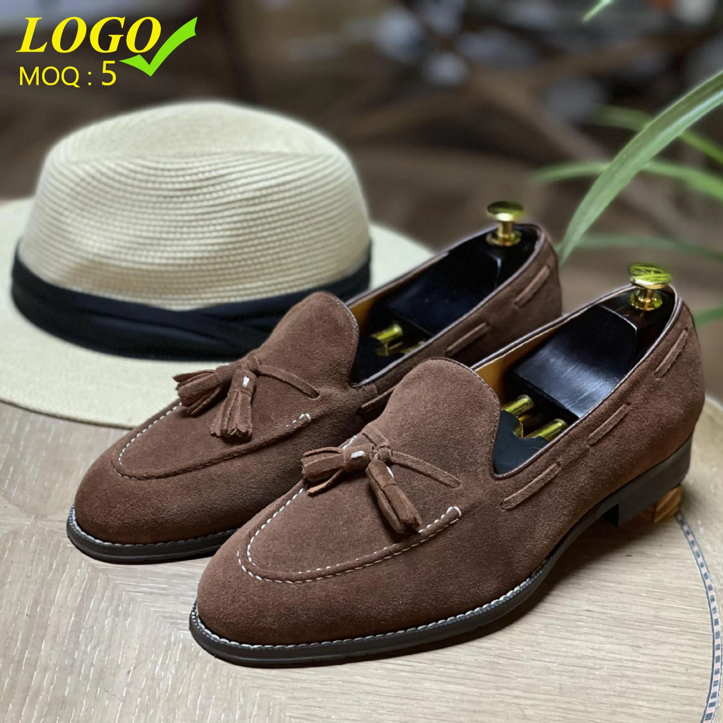 

luxury summer suede genuine leather slip on party wedding dress casual shoes slip on tassels loafers men