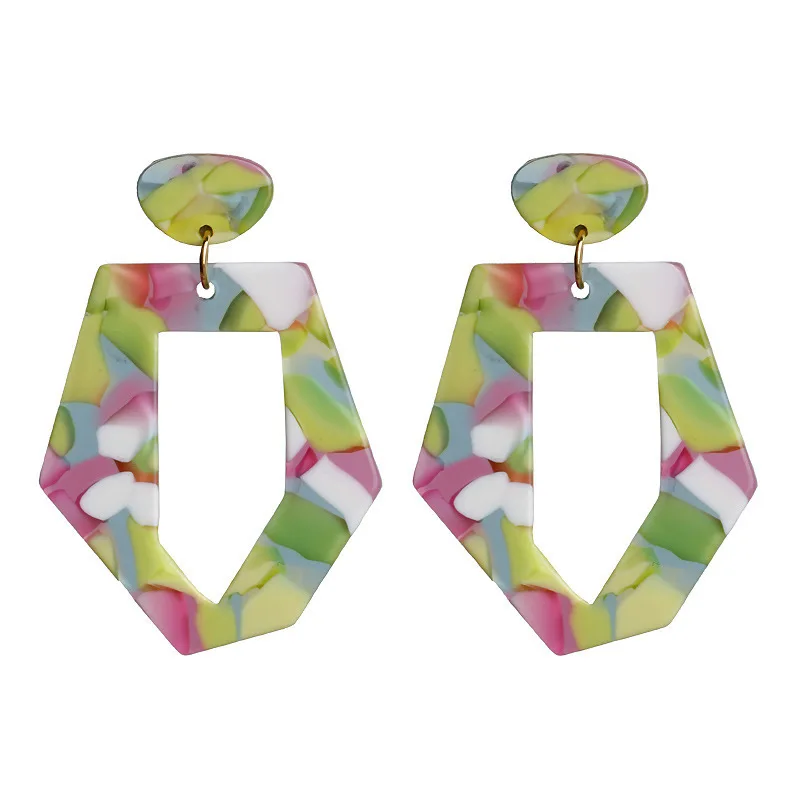 

New Arrival Hot Sell Simple Multicolor Big Dangle Acrylic Earrings,Resin Earring Charms For Women