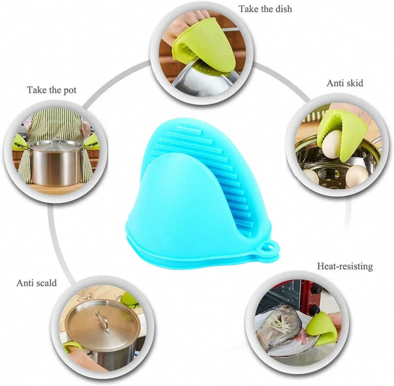 

Mini Oven Mitt Silicone Pot Holder Cooking Finger Protector Pinch Grips Heat Resistant for Kitchen Cooking Baking
