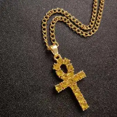 

Cross Zircon Necklace Colorful Hip Hop Diamond T-Shirt Accessories Sweater Chain Full of Diamond Fashion faith necklaces