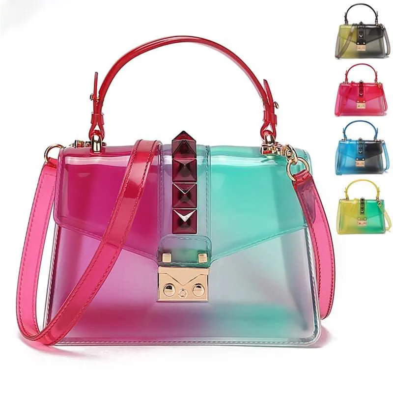 

2020 Clear Transparent PVC Shoulder Bags Women Candy Color Women Jelly purse jelly bag handbag, Customizable