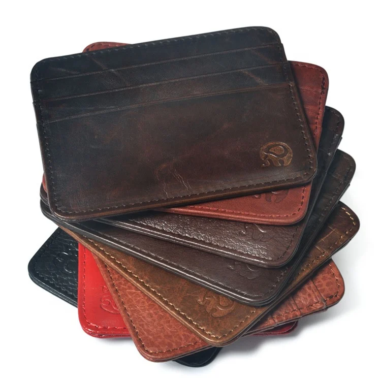 

Genuine Leather Cowhide Front Pocket Wallet Minimalist Ultra Slim Wallet Rfid Blocking Credit Card Holder