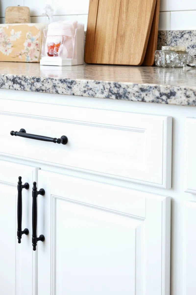 Modern kitchen with black cabinet handles