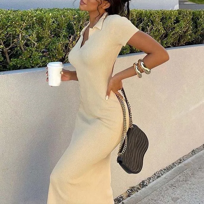 

FS4353D women Soild colors Short Sleeve Backless Maxi Casual elegant Dresses