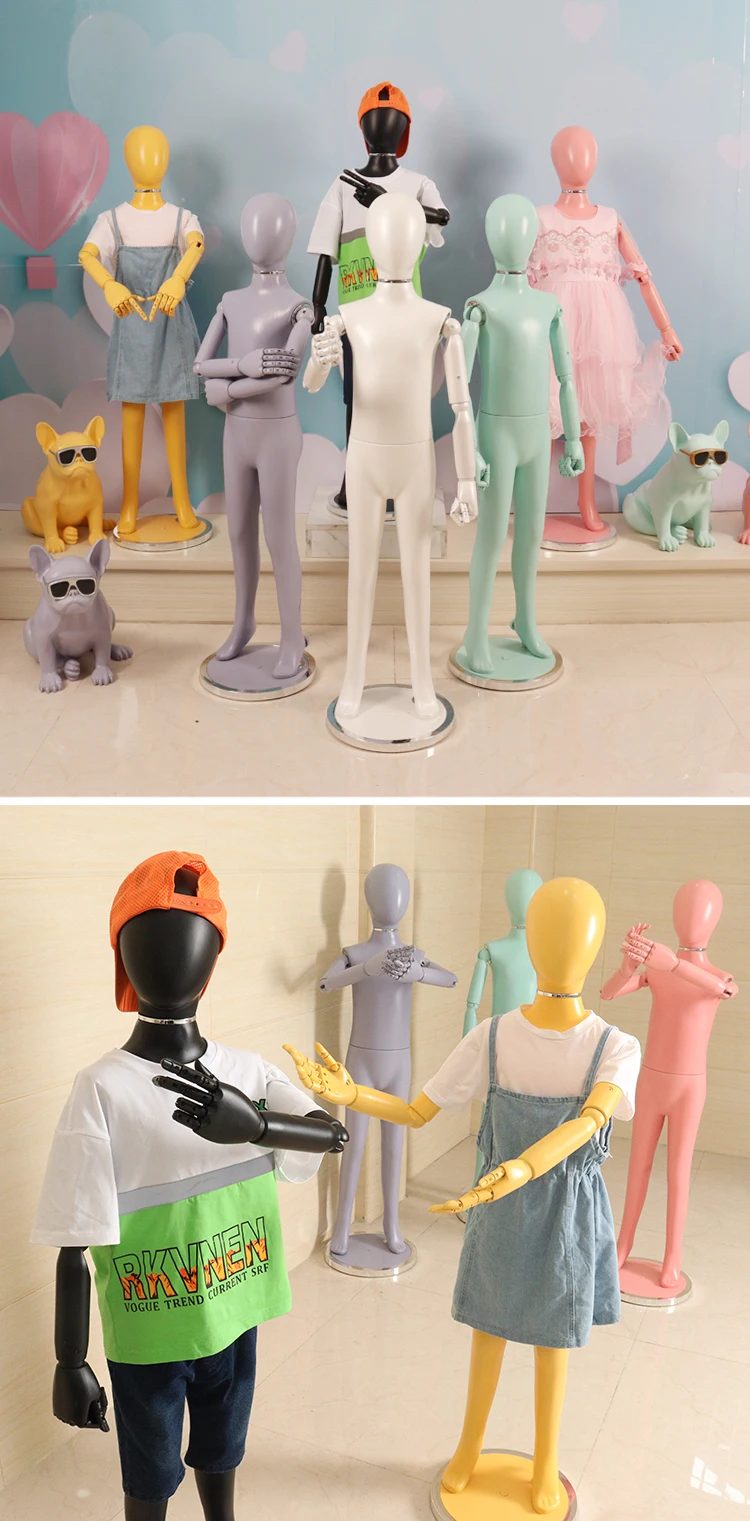 Colorful Faceless Egg Head Full Body Standing Kids Mannequin For Sale
