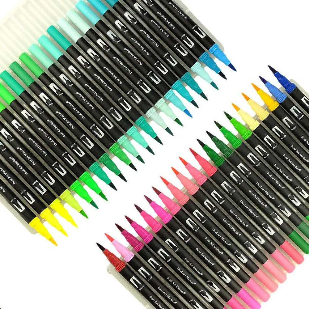 120 Colors Dual Tip Brush Marker Pens Set Art Markers Fine Tip ...