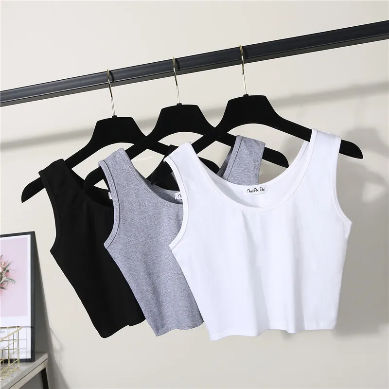 

New Factory Custom Professional OEM Design Women Black/White/Grey Crop Tank Top