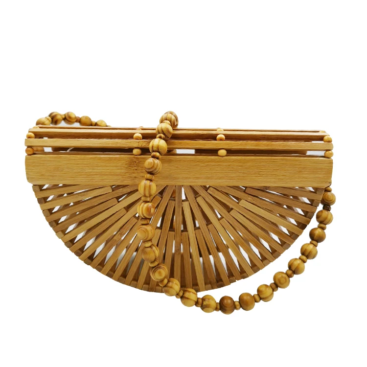 

Amazon new bamboo hand bag handmade Semicircular bamboo clutch bag