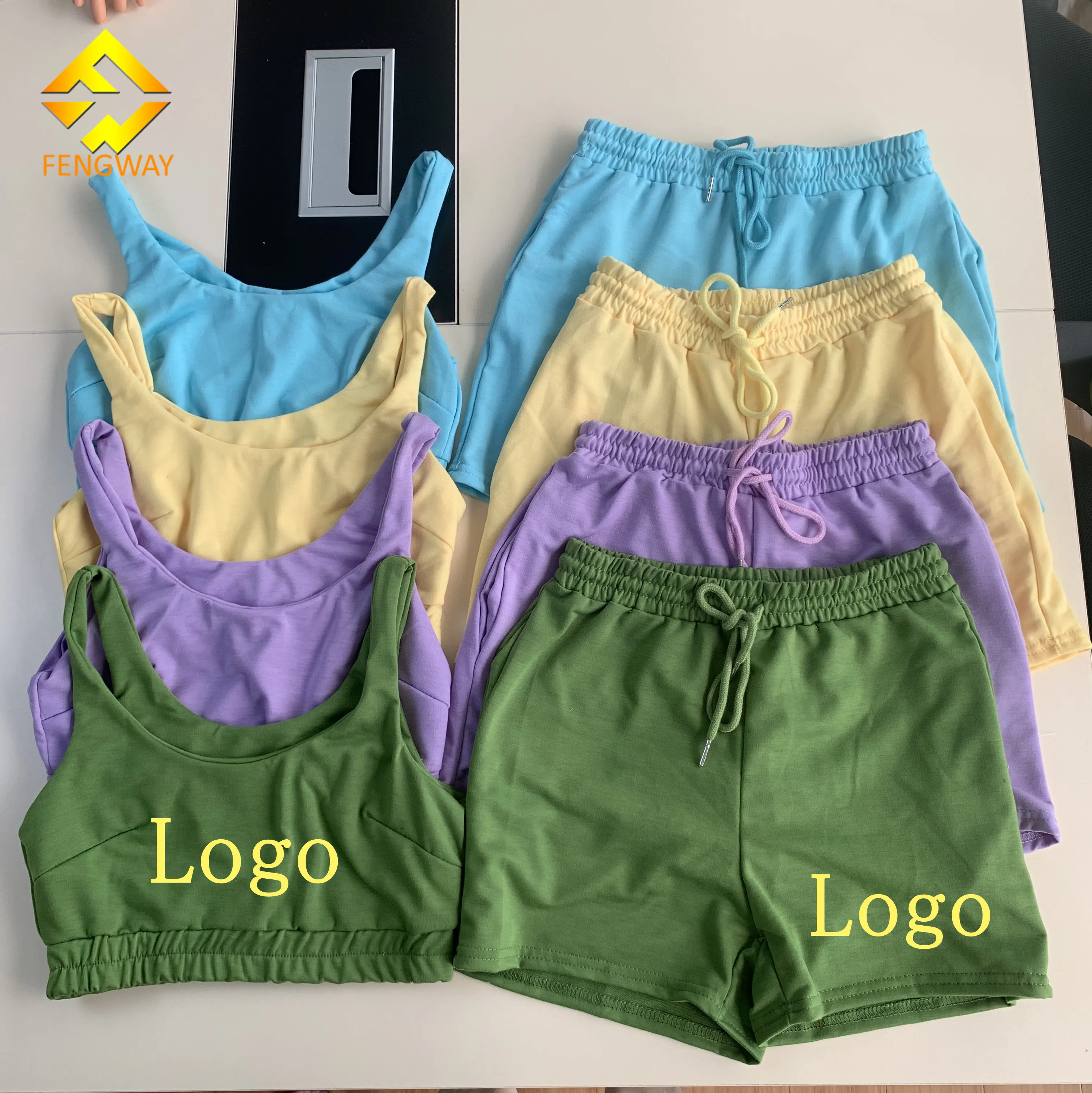 

2022 new arrivals summer Fashion sweet sleeveless top with short pants two 2 piece set women