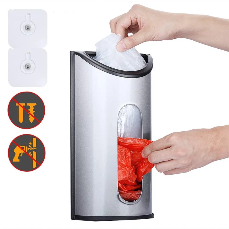 

Wall Mount Grocery Plastic Bag Holder, Bag Dispenser with Extra-Wide & Easy-Access Openings, Anti-Fingerprint Brushed Stainless