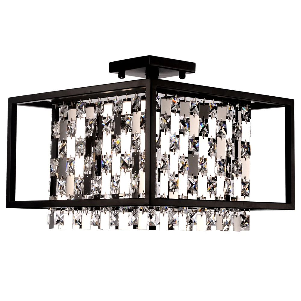 Modern ornate 4 lamp head metal iron acrylic crystal ceiling light lamp chandelier