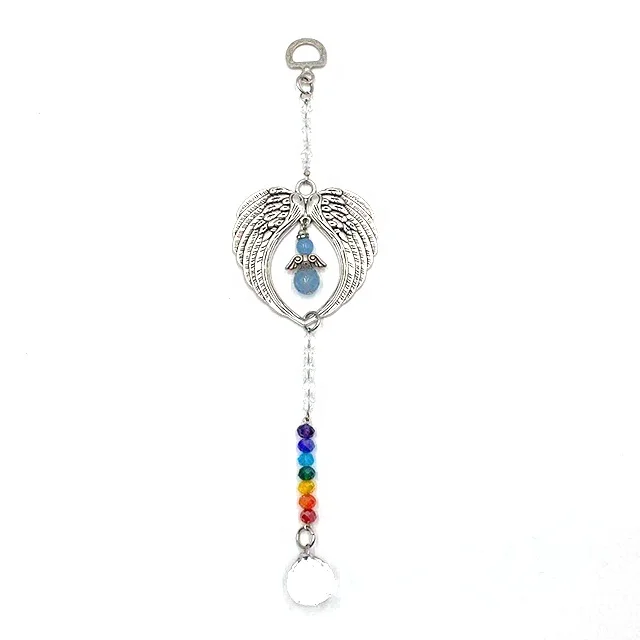 

Suncatcher Angel window wall decoration Crystal natural stone 7 Crystal Chakra signs home decore crafts