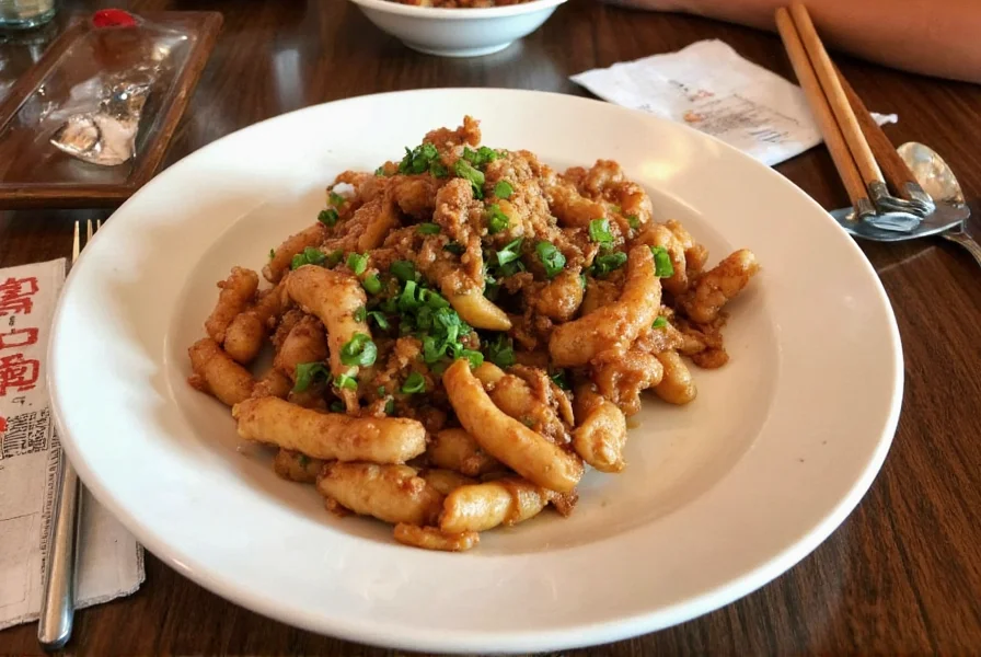 Ginger and Scallion signature ginger scallion chicken dish served in traditional Chinese porcelain