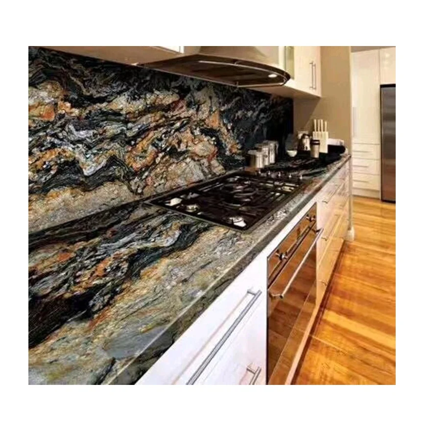 
Mystic Gold Black Granite Stone Kitchen Worktops  (62346216717)