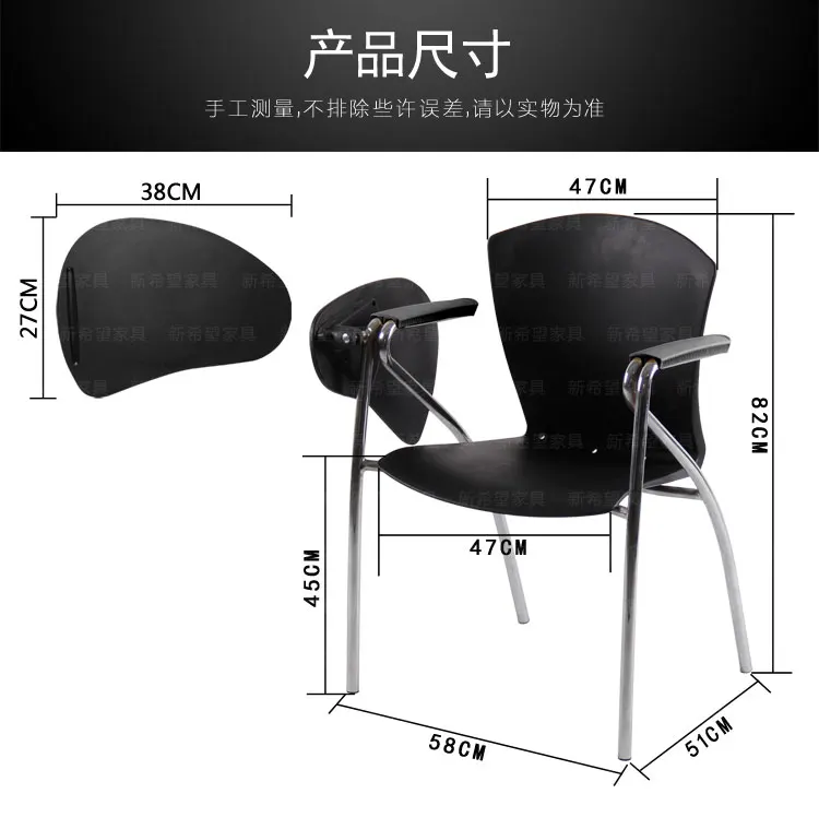 Conference Chair with Writing Board School Chairs with Arm PP Stacking Office Writing Chairs