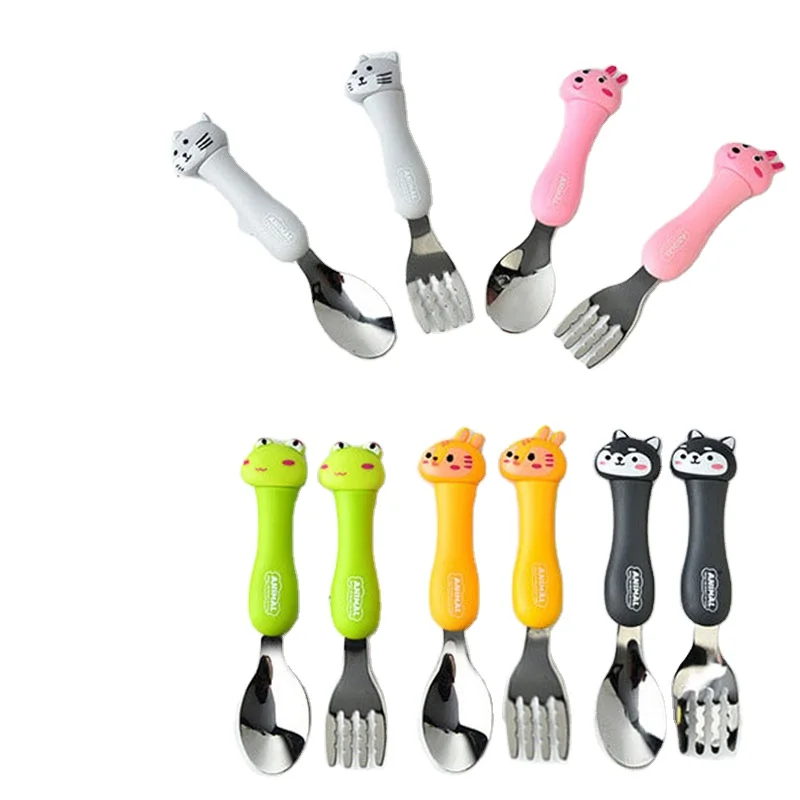 

Tableware Cartoon Kids Spoon Fork Set Dessert Spoon for Children Fork Baby Gadgets Feed Kid Children's Cutlery for Kids
