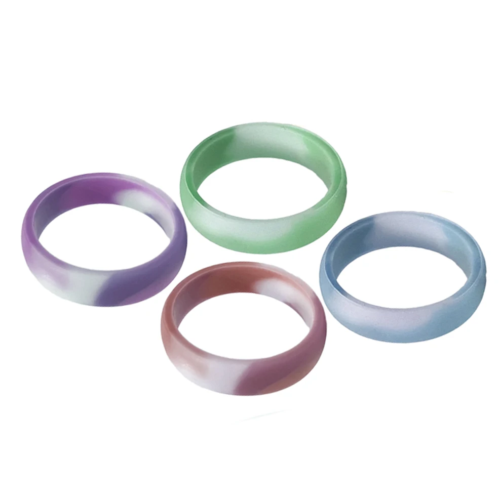 

Summer Marble Color Silicone Wedding Ring Couple Sport Rings For Women Men Thin Comfortable