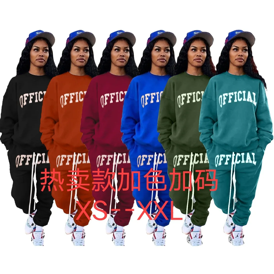 

sweatpants and hoodie set OFFICIAL letters printed pullovers joggers suits 2pcs winter fall XS clothing 2021 clothes