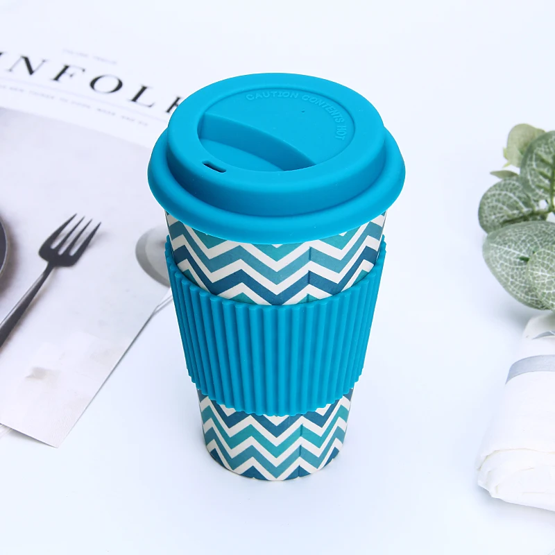 

QIAN HU Europe Style Bamboo Fiber Coffee Cup Custom Logo Thick Silicone Sleeve Mug with Logo, Red,pink,green,brown,black