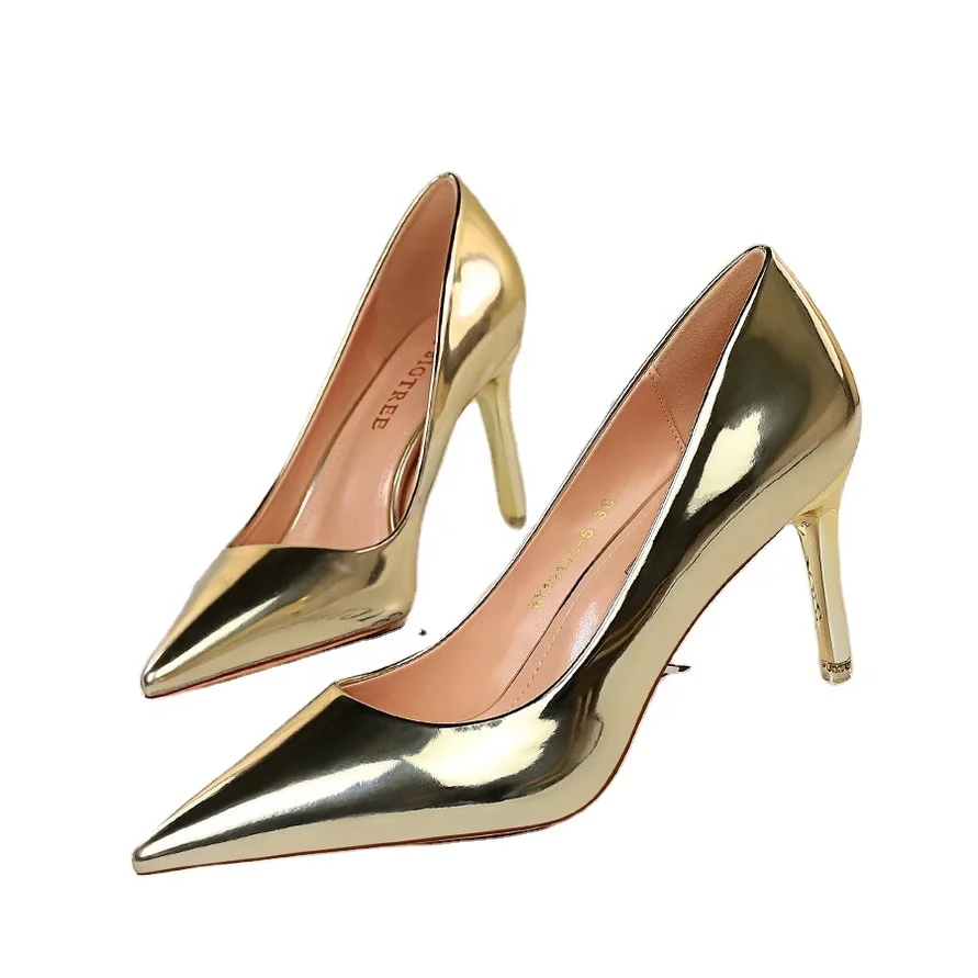 

QC-9511-7 Sexy women footwear fashion shining pointy women's pumps heels pumps shoes women