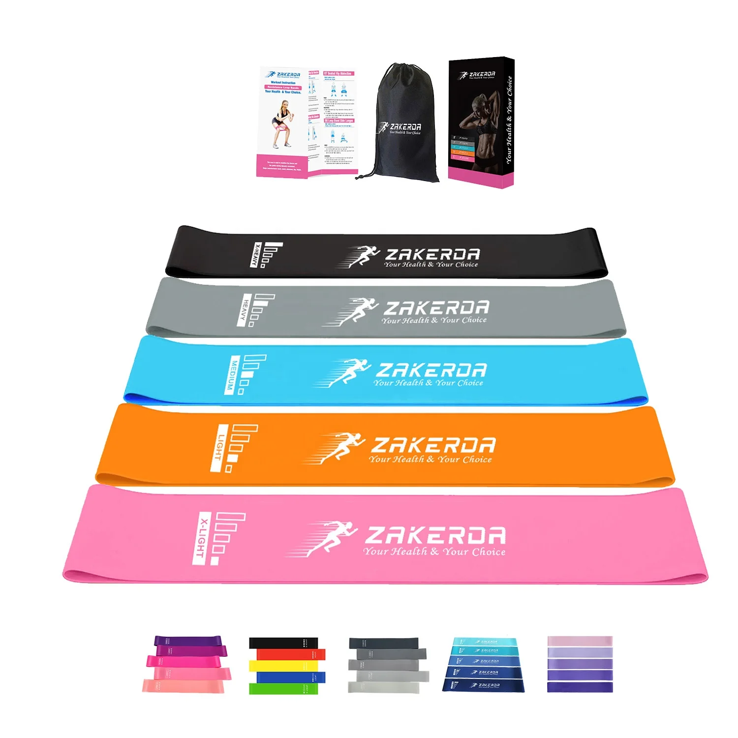 Zakerda Custom Logo Mini Loop Resistance Band Set Wholesale Latex Exercise Fitness Bands Body Building Workout Home
