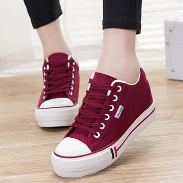 

High Quality Increased Female Muffin Platform Students Walking Style Shoes Flat Women Canvas Shoes, Picture