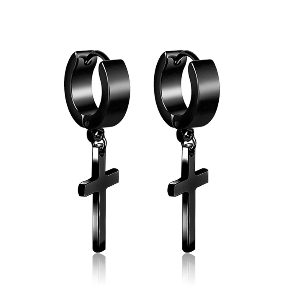 

Single Ear Clip Not Allergic Earrings Cross Clasp Titanium Steel Punk Stud Stainless Steel Earrings Fashionable, Picture