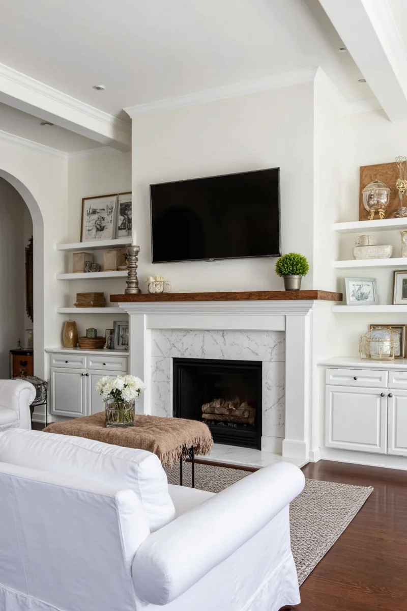 Floating TV unit with hidden storage