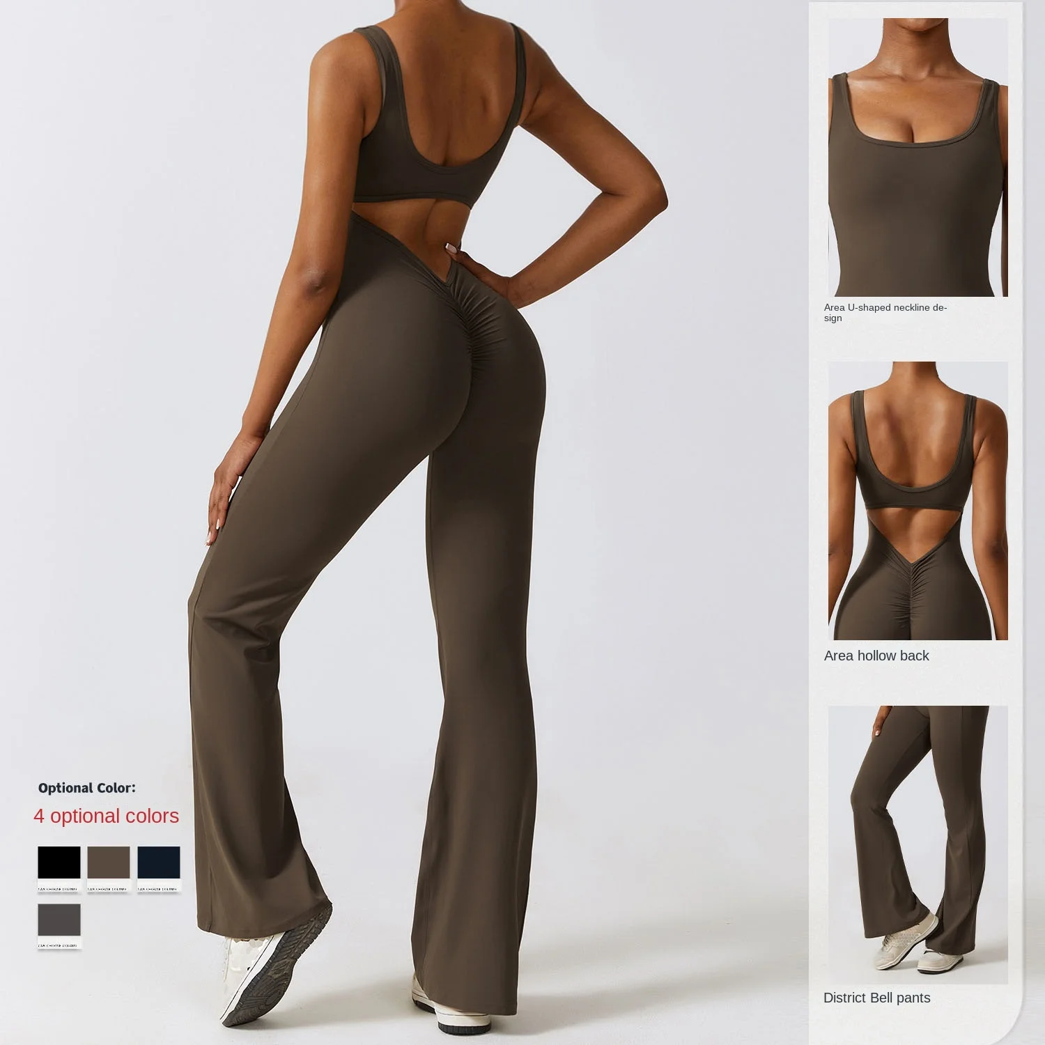 

Hollow out jumpsuit for women Hip-lift sports fitness suit Micro wide leg conjoined yoga library