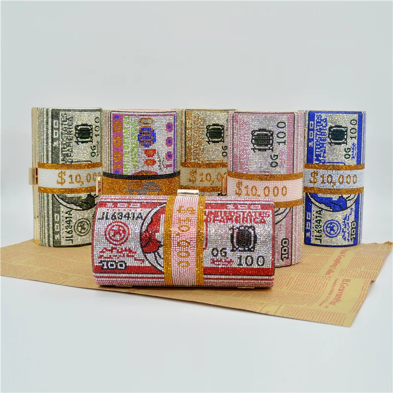 

Money purse party crossbody bag clutch purse, Red/blue/pink/multi-color/golden