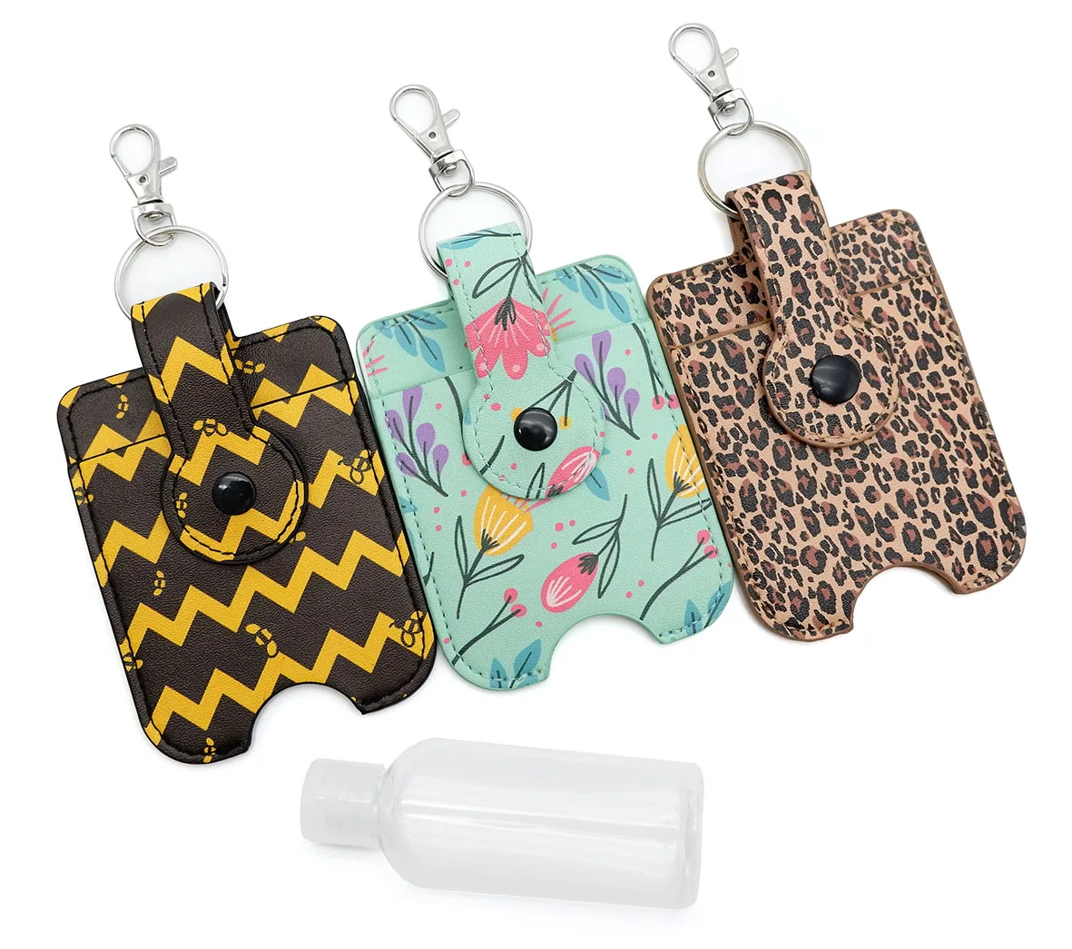 
Big promotion new design leather 50ml hand sanitizer bottle holder keychain from china 