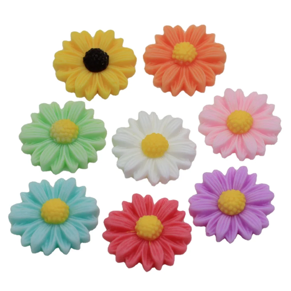 

Resin Flower Charm 8mm 12mm 17mm 22mm 27mm Cute Daisy Flat Back Cabochon Home Decoration Jewelry Embellishment