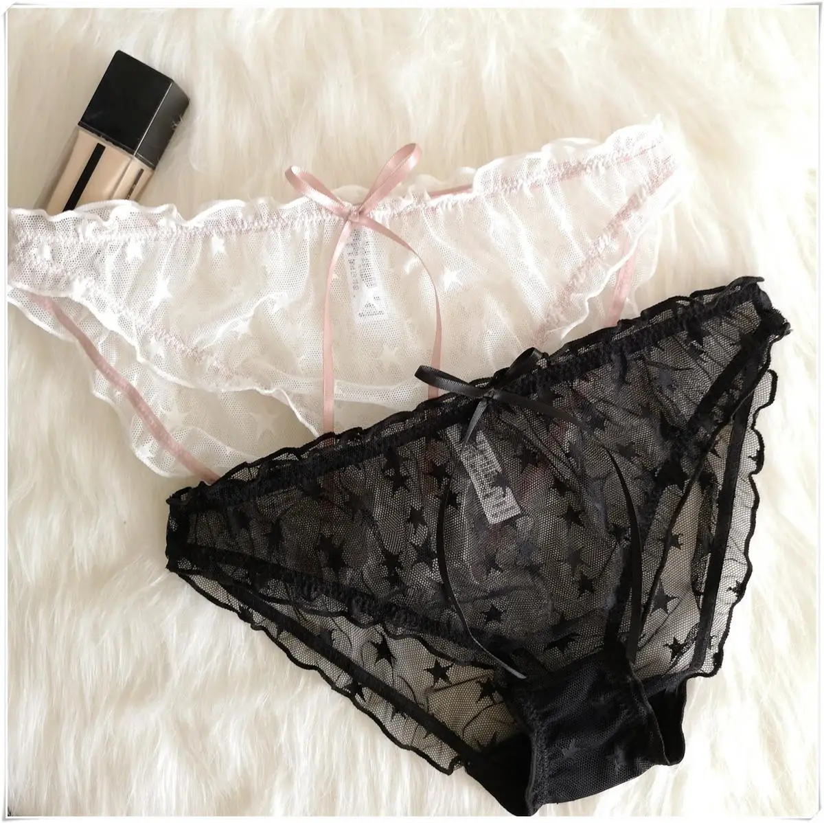 

lace womens panties sexy transparent ladies underwear with bow, Shown