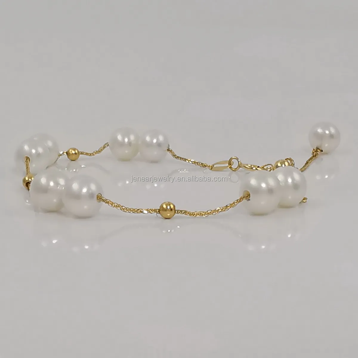 

Genuine 18K gold freshwater pearl bracelet real 18K solid AU750 gold thin chain bracelet for women wrist