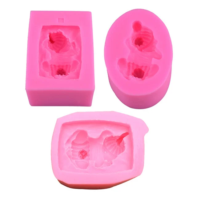 

DIY Baking Decorative Plaster Molds 3 Sleeping Baby Shape Fondant Silicone Molds Kitchen Accessories, As show