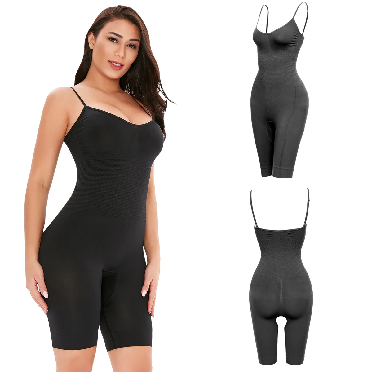 

Women Plus Size  Tummy Control Postpartum Bodysuits Hip Lifting Body Shaper, Black, nude