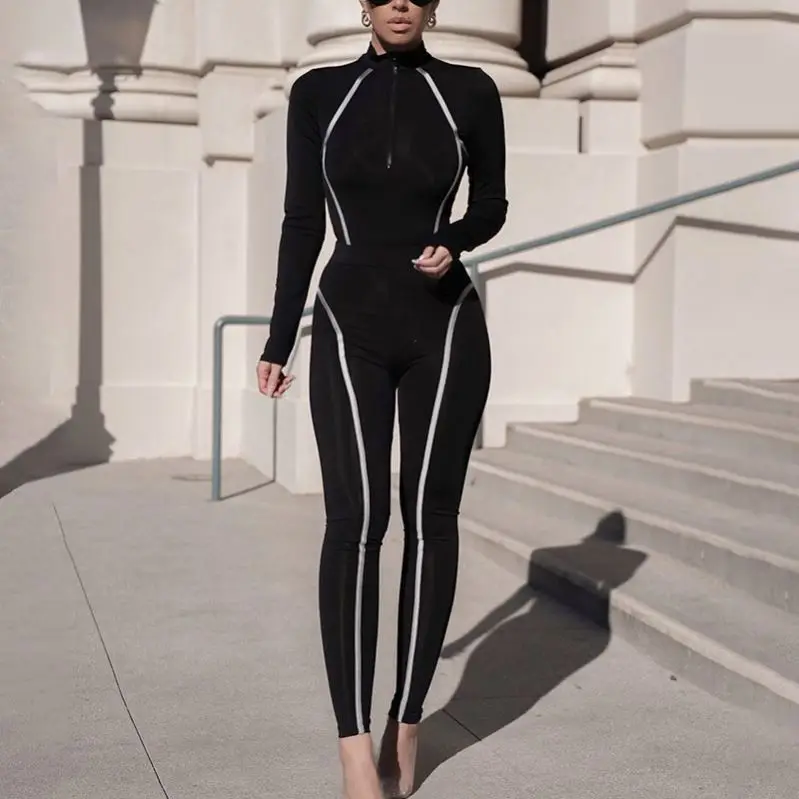 

FREE SAMPLE JHTH Long-sleeved stitching top and long pants women street fashion tight-fitting breathable sexy yoga sports