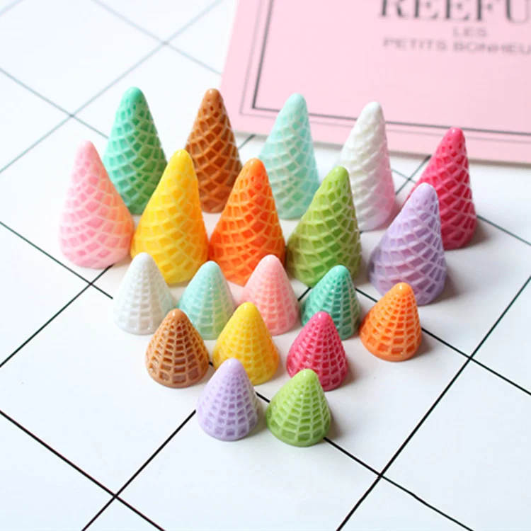 Wholesale Price Two Size Artificial Miniature 3d Ice Cream Cone Resin Cabochon for Keyring