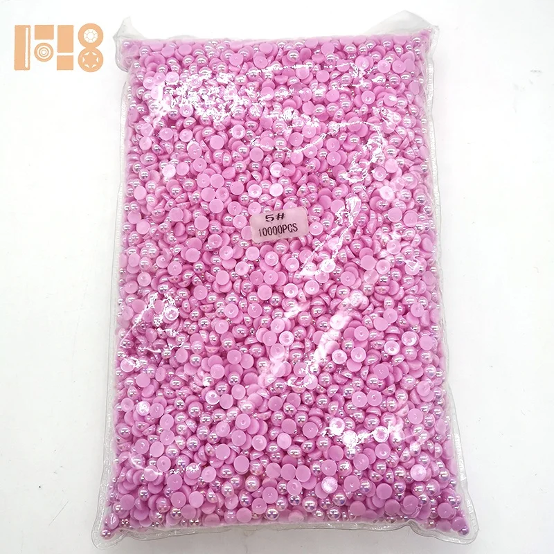 

2mm/3mm/4mm/5mm/6mm/8mm AB Colors ABS Imitation Half Cut Pearls Loose Plastic Semi Round Pearls for Hair Accessories