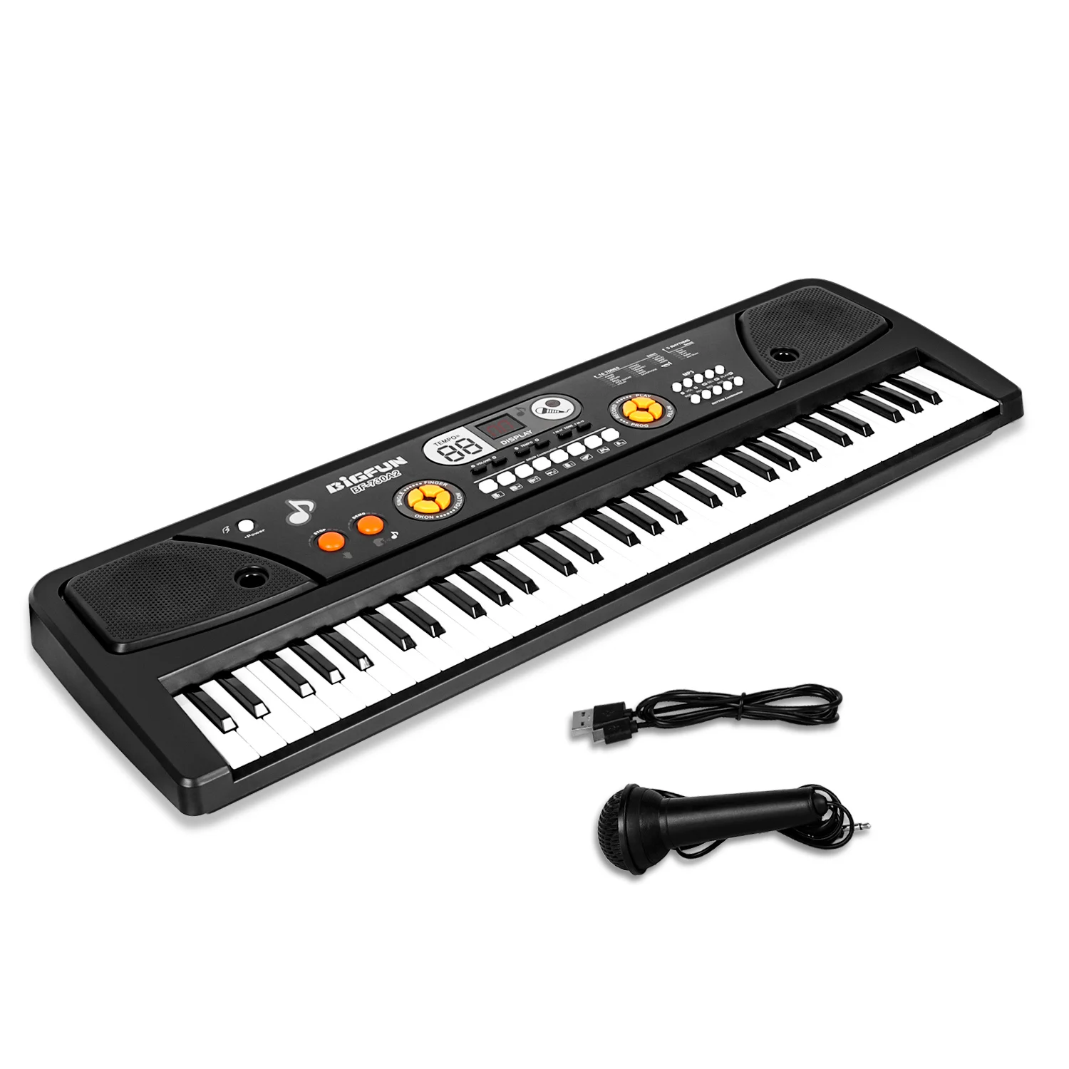 

61 Keys With Microphone LCD Display Electronic Keyboard Piano MP3 play Function Electronic Organ, White balck