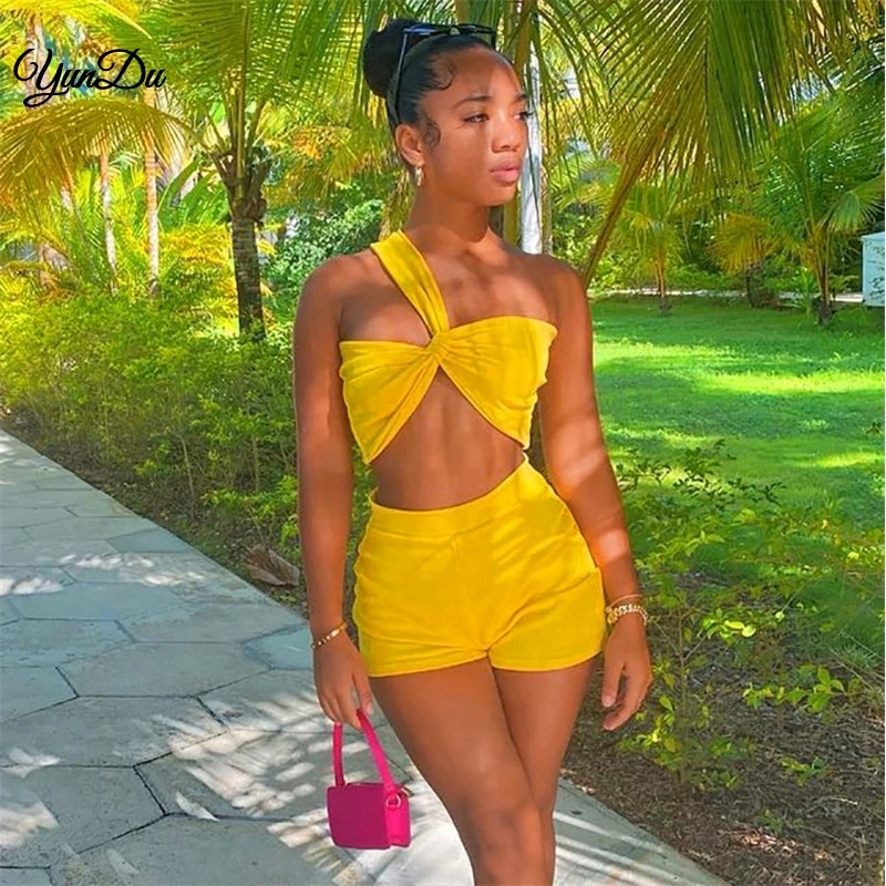 

2021 crop top high waist bodycon club outfits clothes 2 piece set women sexy, As picture or customized color