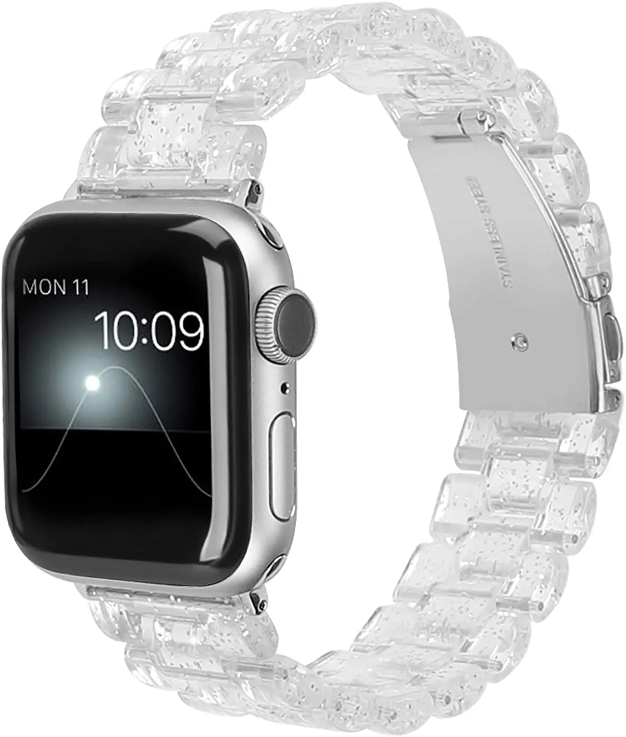 

Bling Resin Watch Bands For Apple Watch Clear Transparent Watch Strap, Optional